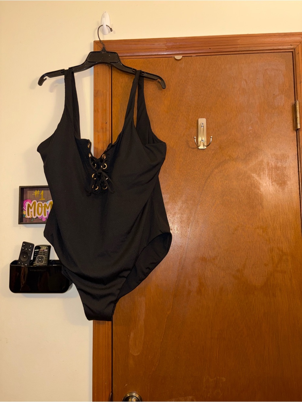 Rue21 Black One-Piece Swimsuit with Lace-Up Front